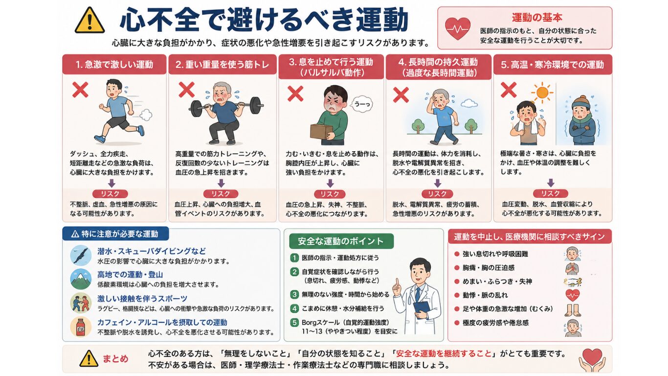 心不全で避けるべき運動