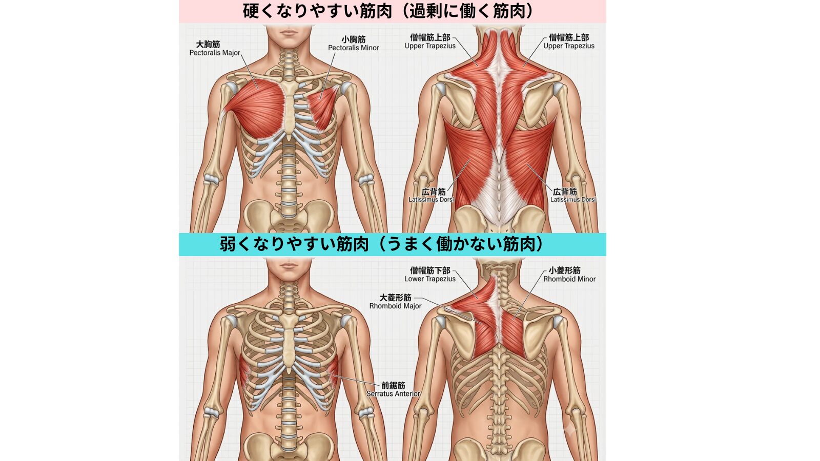 巻き肩に関わる筋肉