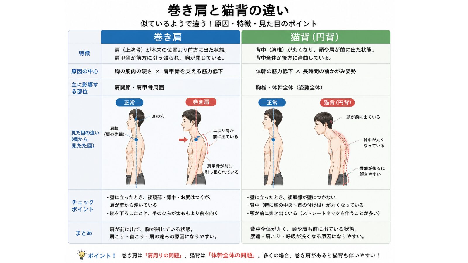 猫背と巻き肩の違い