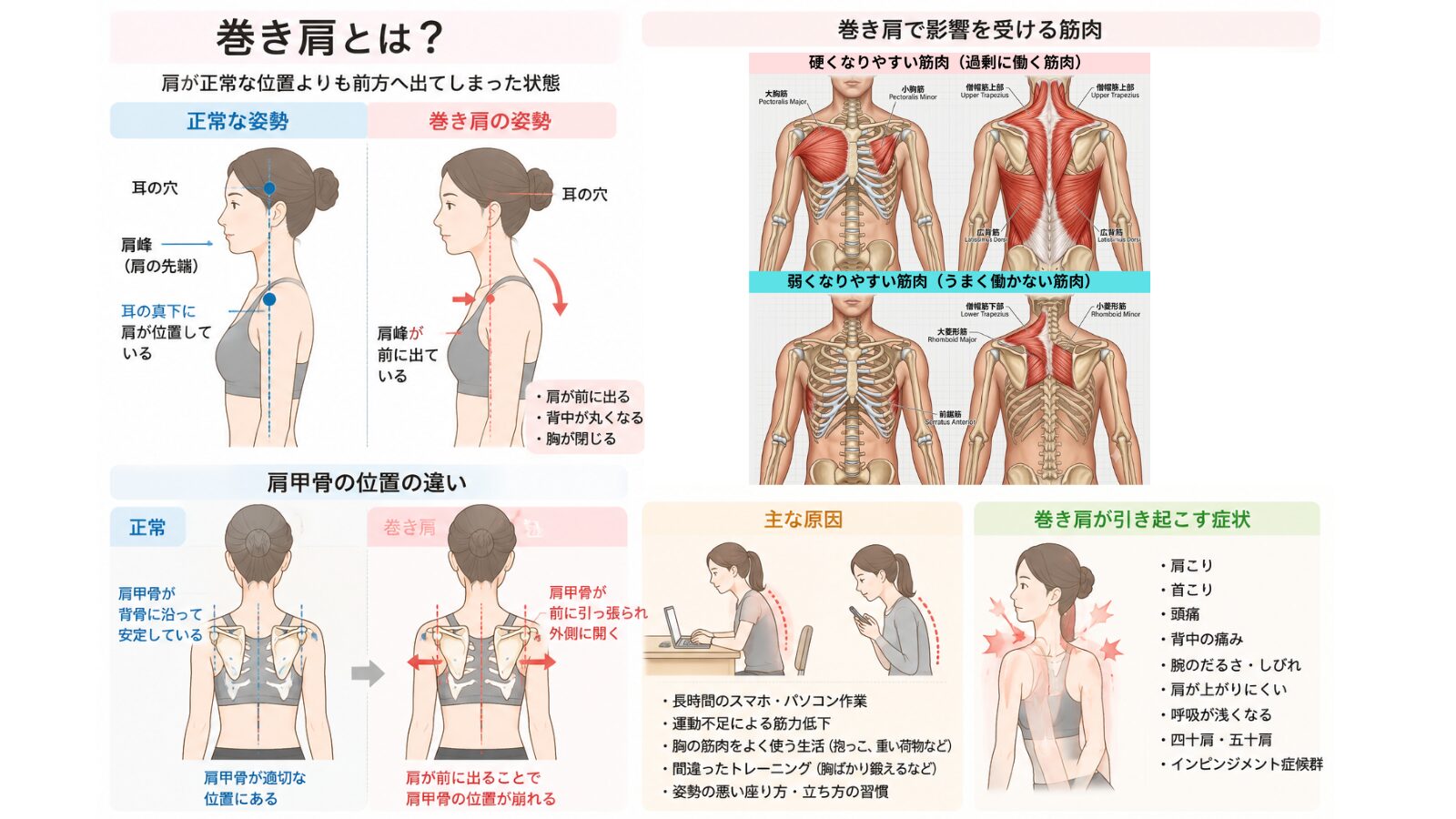 巻き肩が引き起こす症状
