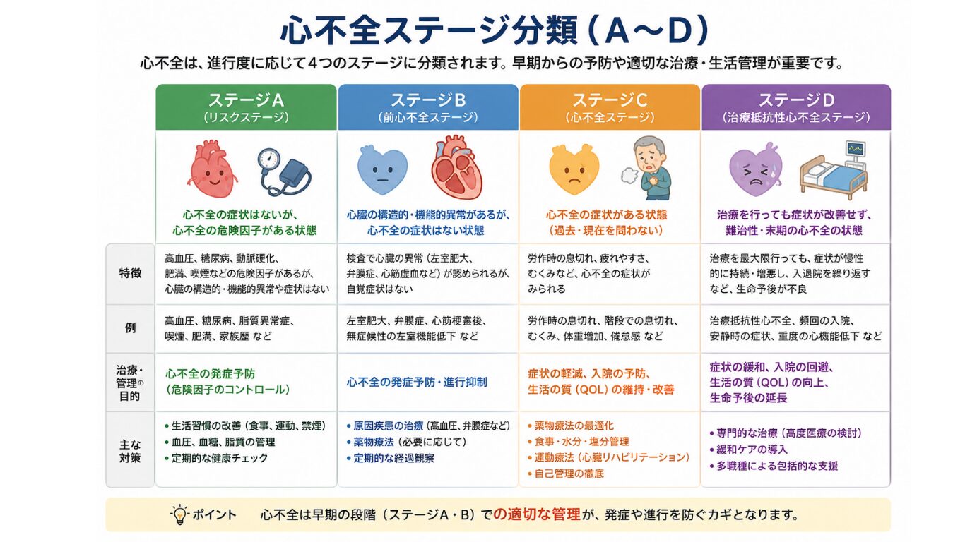 心不全ステージ分類A〜D
