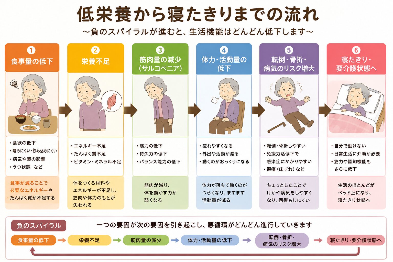 低栄養から寝たきりまでの流れ