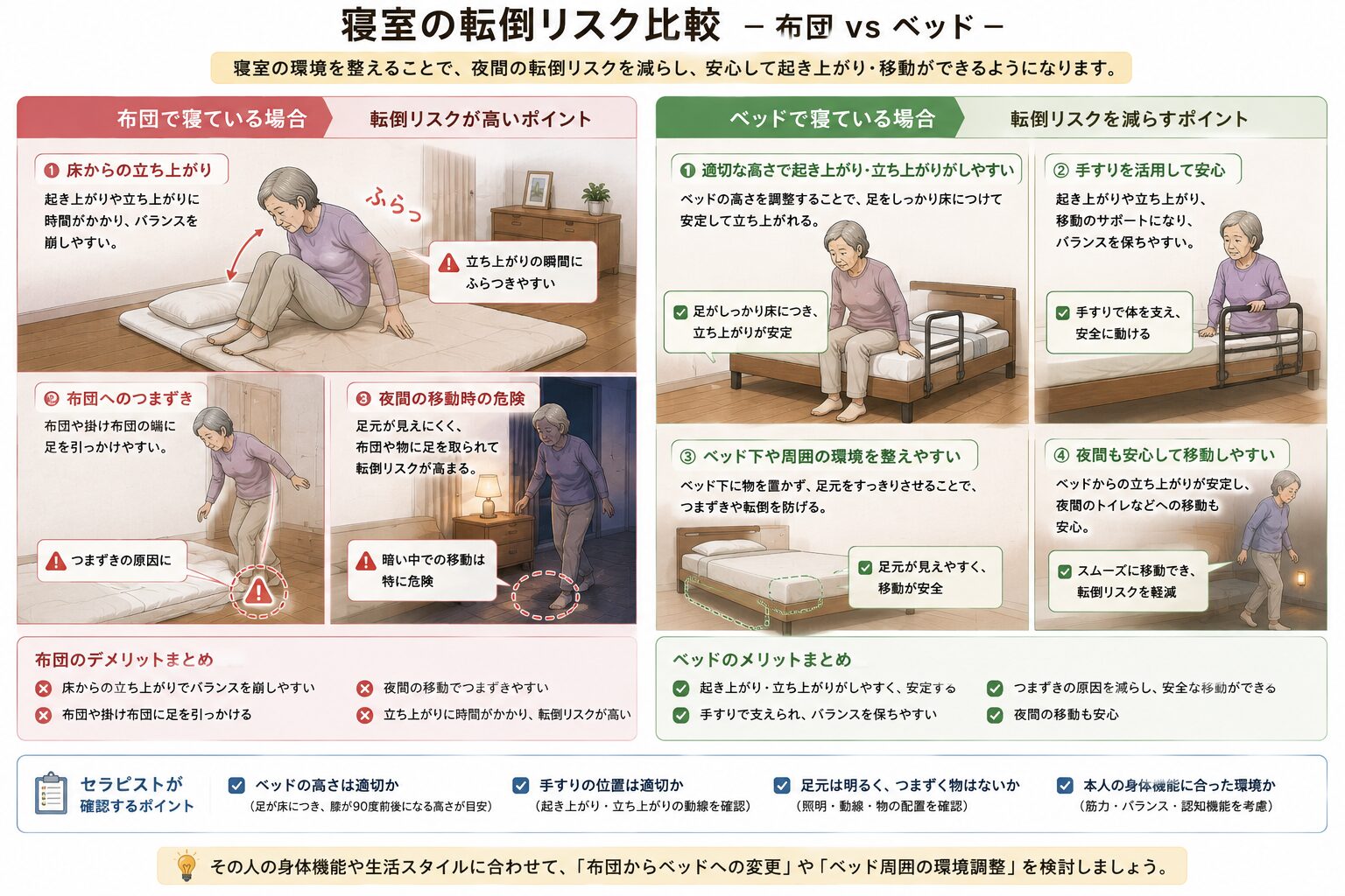 寝室の転倒予防チェックポイント
