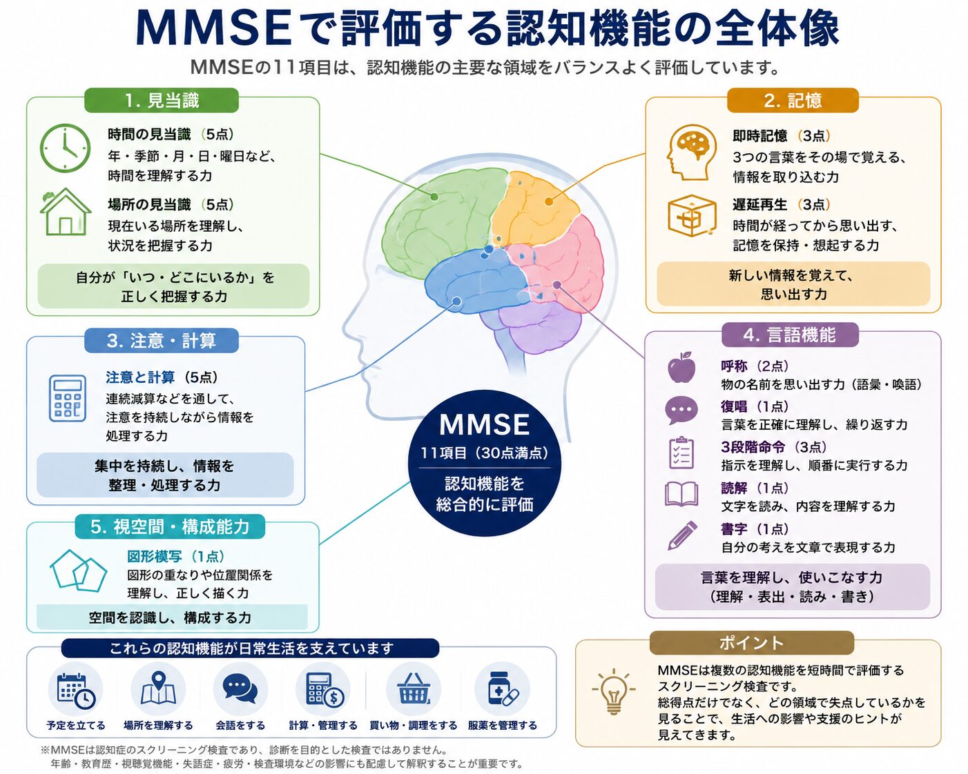 MMSEで評価する認知機能の全体像