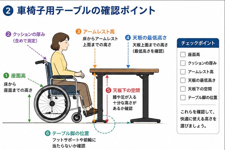 車椅子用テーブルの確認ポイント
